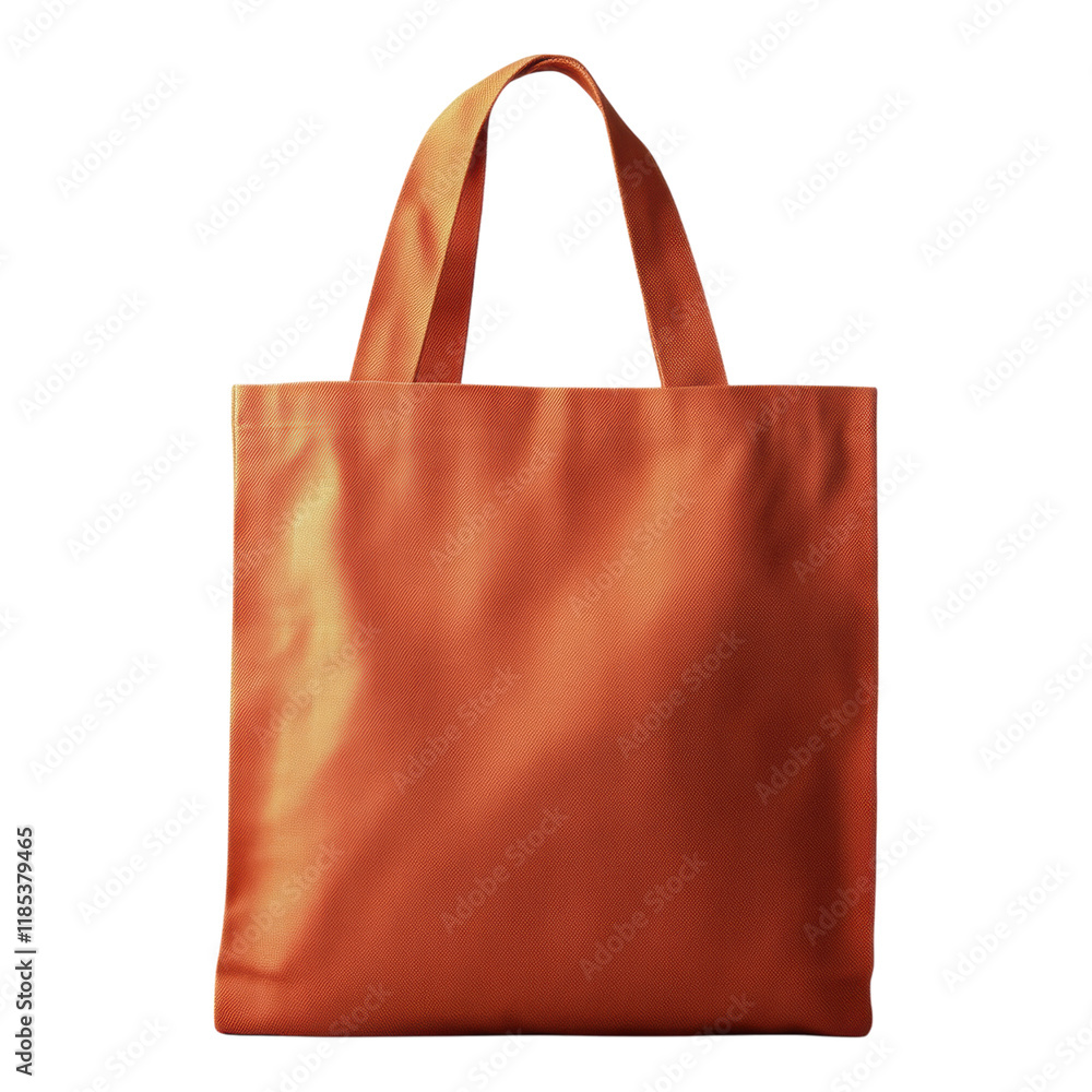 Poster orange canvas tote bag mock-up, customizable for artwork or branding, featuring a transparent backgr