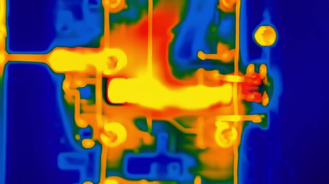 Thermal image showing overheating electric component
