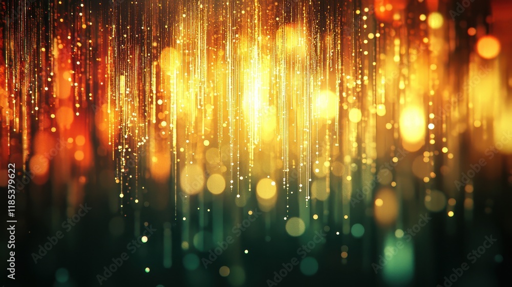 Aufkleber a mesmerizing abstract background featuring cascading light streaks and shimmering particles in warm