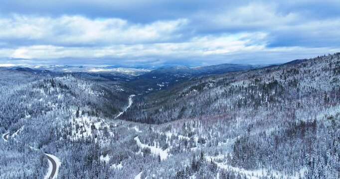Aerial Drone Winter Scenes Nez Perce Forest
