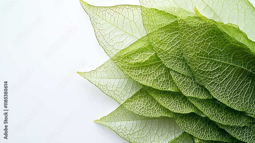 Aufkleber a close-up of layered green leaves displaying intricate textures and patterns.