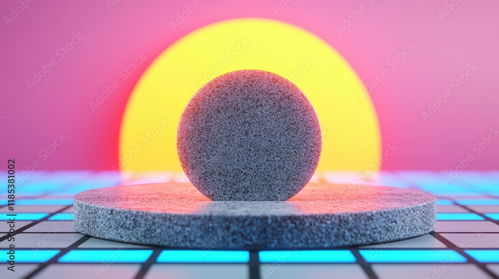 Aufkleber abstract geometric composition with sphere and vibrant gradient background