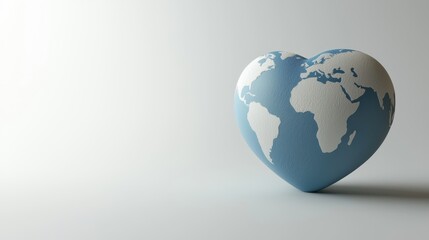 Fototapeta premium Stylized 3D Render of a Heart-Shaped Globe with Clean Lines and Soft Color Palette on a Simple Background
