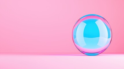 Obraz premium Colorful Transparent Bubble on Soft Pink Background with Reflection