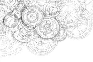 Intricate gears and cogs sketch showcasing mechanical precision