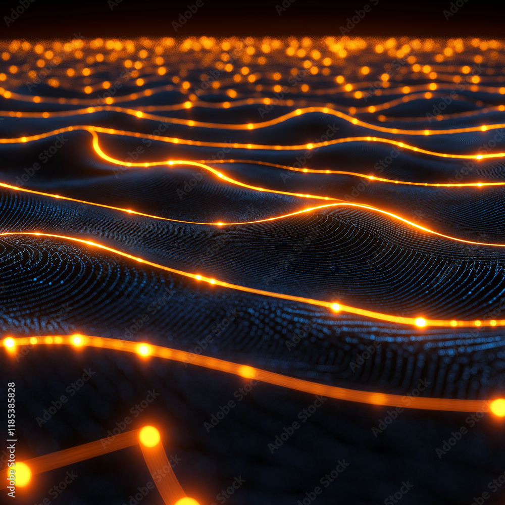 Poster Abstract Server Farm with Pulsating Lights and Modern Technology