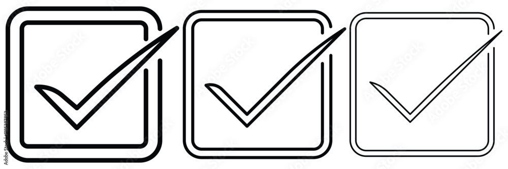 Poster checkmark vector, checkmark icon set, approved symbol, checked checkbox mark, checkmark box set. ver