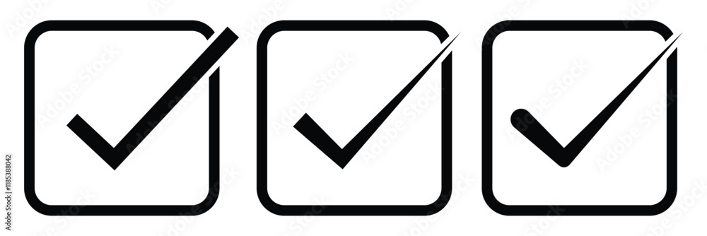 Poster checkmark vector, checkmark icon set, approved symbol, checked checkbox mark, checkmark box set. ver