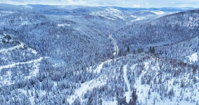 Aerial Drone Snowy Wilderness Nez Perce Forest