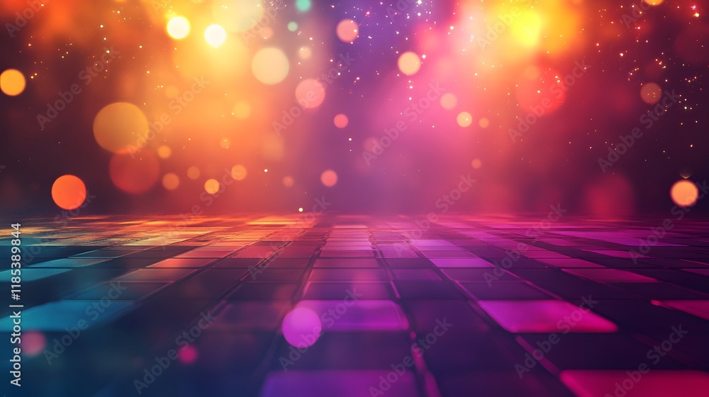Poster abstract colorful bokeh background with tiles