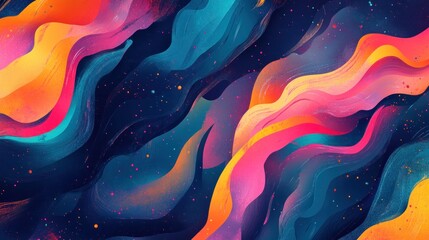 Abstract vibrant colorful swirls and waves pattern.