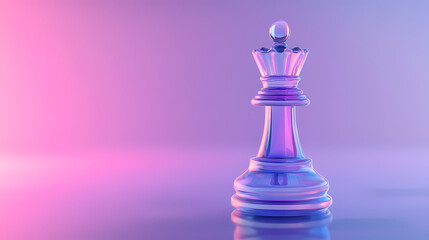 Chess king symbolizing leadership in purple light