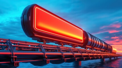 Futuristic Transport System with Neon Elements at Dusk