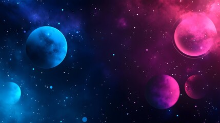 Celestial Bodies Glowing In A Cosmic Nebula