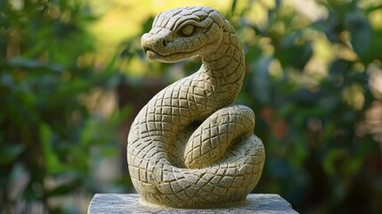 Fototapeta premium Intricate Zodiac Symbol Carved Stone Statue Outdoors