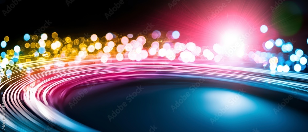 Poster abstract swirling lights bokeh background colorful dynamic design