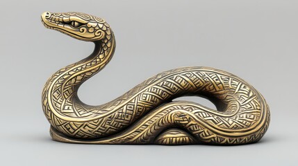 Obraz premium Ornate Gold Snake Statue on Isolated Background