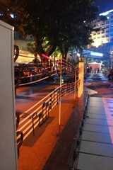 Empty pedestrian walkway in the city at night, Central Java, Indonesia
