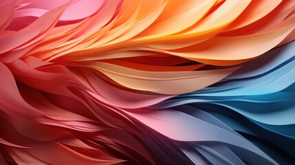 Abstract Colorful Waves of Paper: A Vibrant Digital Art Piece