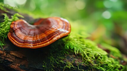 Reishi Mushroom Isolated on a White Background, Highlighting Its Unique Texture and Medicinal Properties. A Symbol of Health and Longevity in Traditional Medicine.