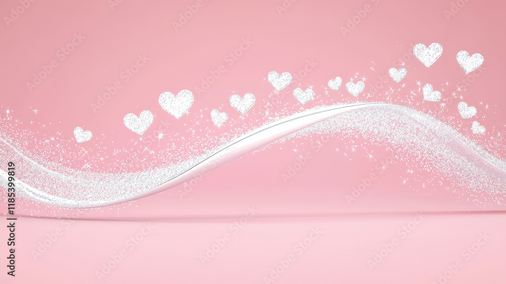 Poster valentine background themed of soft pink background with sparkling hearts creating dreamy atmosphere