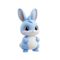Fototapeta premium Cute blue bunny character with big eyes and fluffy tail