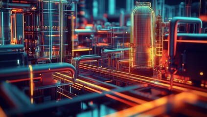 A holographic representation of an oil and gas production plant