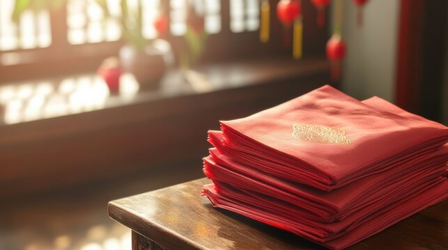 Traditional Envelopes on Wooden Table with Soft Lighting