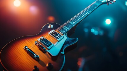 Electric Guitar Under Stage Lights Ready to Rock