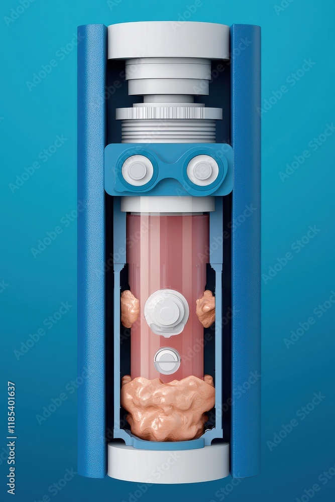 Poster modern laboratory setting close-up concept. cutaway view of a valve mechanism showcasing internal co