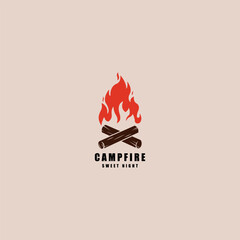 Campfire logo design with firewood