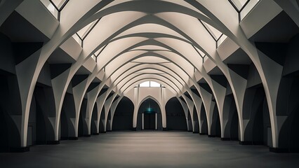 Obraz premium Empty architecture background geometric arched interior