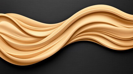 Elegant organic curves of flowing golden texture on dark background