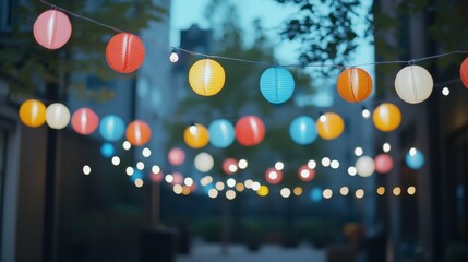 Festive Outdoor Lighting Illuminates Night Streets