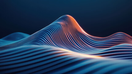 Digital waves curve gracefully in vibrant lines, merging cool and warm tones in an abstract tapestry that exudes energy and fluidity.