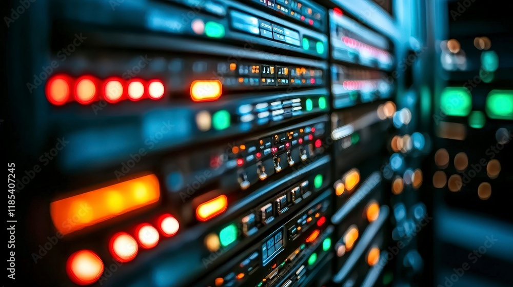 Poster server room lights data center technology network infrastructure it hardware computing