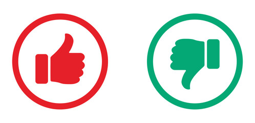 Fototapeta premium Like and dislike icon set. Thumb Up Thumb Down Icon Set. Ok and bad sign collection. Positive and negative choice. Yes or no choice. Do and Don't signs. Social media concept. Good and Bad Gestures. 