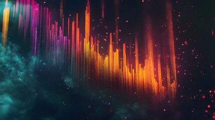 Abstract Digital Cityscape Illuminated With Vivid Hues