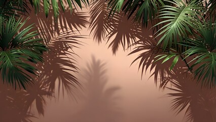 Palm leaf shadow overlay effect. background with tropical leaves shadows. 3d rendering. Generative AI