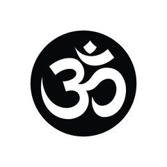 om hindu religion sign silhouette on white background
