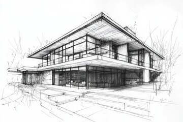 Architectural sketch of a house