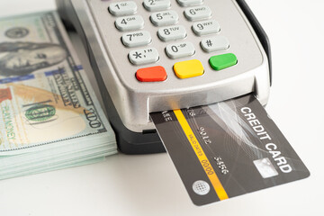 Payment POS terminal for finance and shopping business and technology.