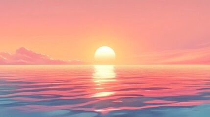 Calm ocean sunset with pastel colors.