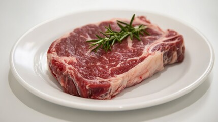 Raw Lamb Cutlet with Rosemary on White Plate - Culinary Delight