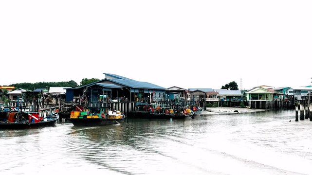 Klang Malaysia Ketam crab island. Fishing village on stilts in mandra forests