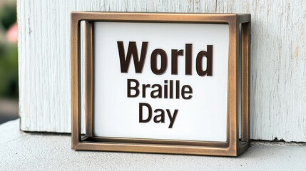 A decorative sign displays "World Braille Day," promoting awareness of Braille literacy.
