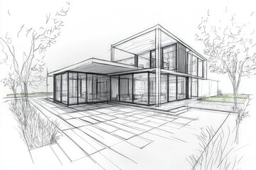 Architectural sketch of a house