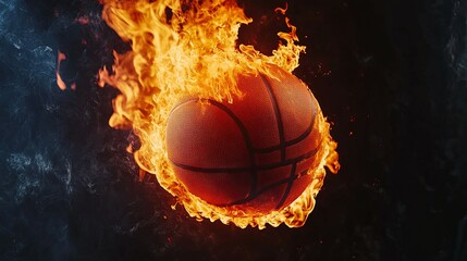 Fototapeta premium Fiery Basketball: A Dramatic Blaze of Motion and Energy