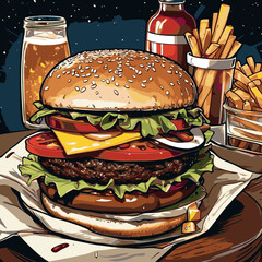 burger vector art for design needs 