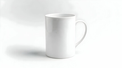 White mug, studio shot, clean background, blank for design, beverage advertising.